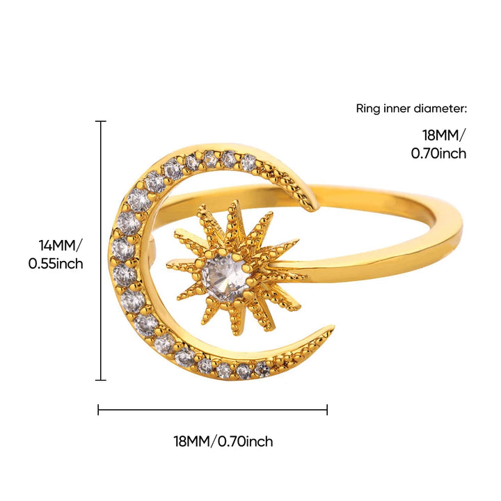 Gold Sun Moon Ring for Women