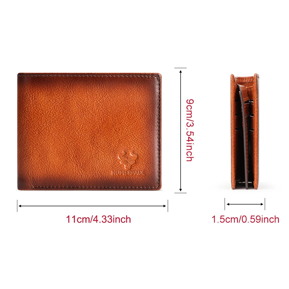 Genuine Leather RFID Blocking Bifold Wallet