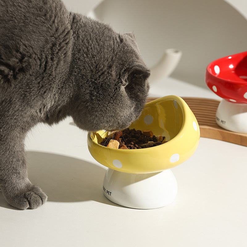 Cute Mushroom Shaped Ceramic Pet Bowl