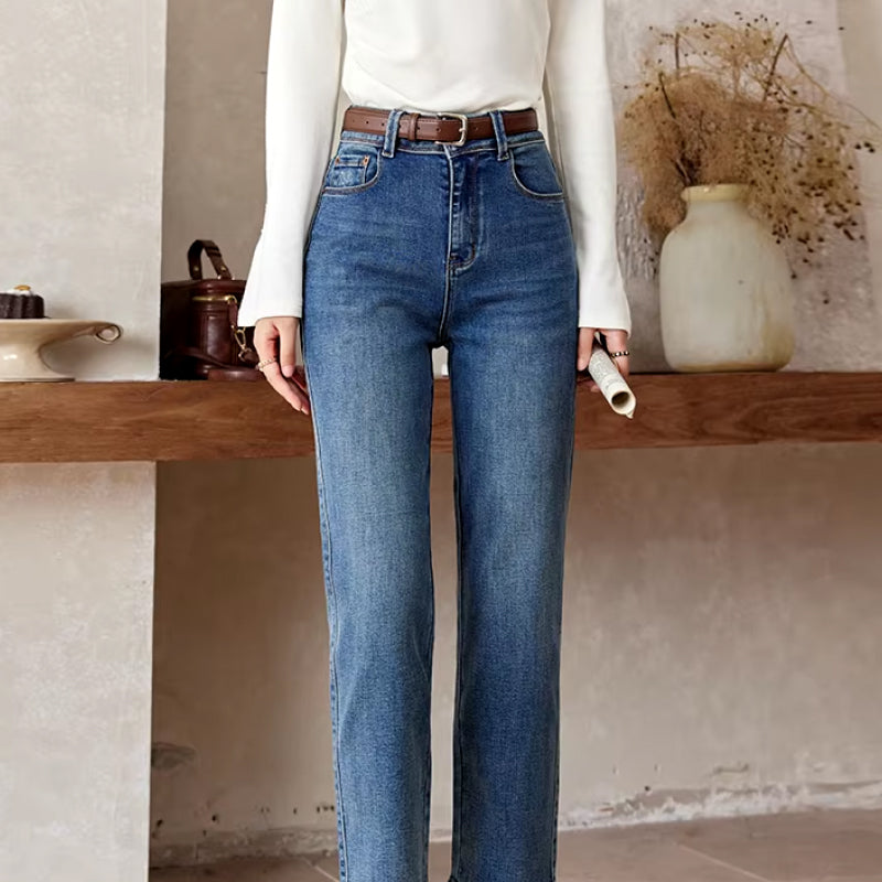 Micro-Stretch Vintage Ankle-Length Blue Jeans