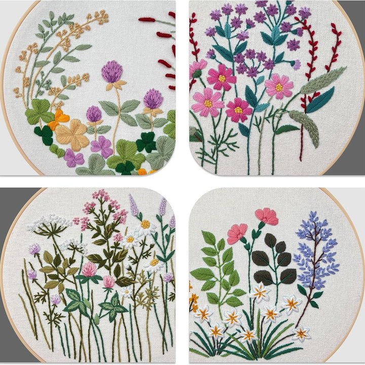 Floral Embroidery DIY Kit with Hoop