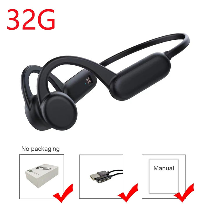 Wireless Bone Conduction Earphones with IPX8 Waterproof Rating and 32GB Memory