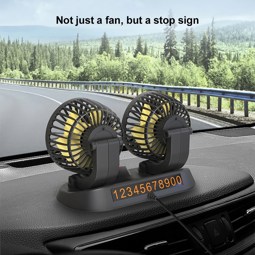 Adjustable Dual Head USB Car Fan