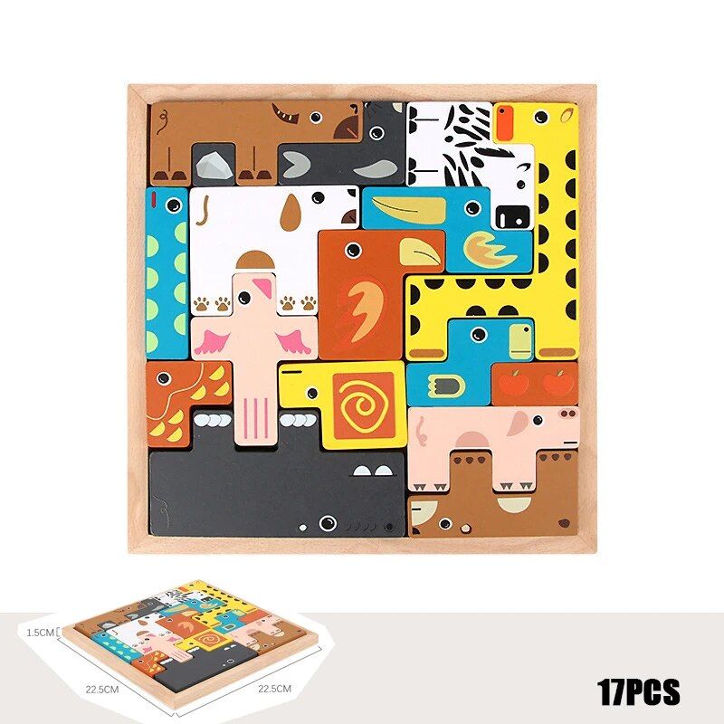 Children's Educational Creative Wooden Three-Dimensional Puzzle Tetris