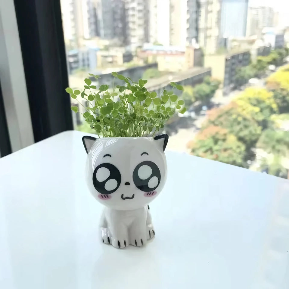 Cute Mini Cat Shaped Ceramic Plant Pot