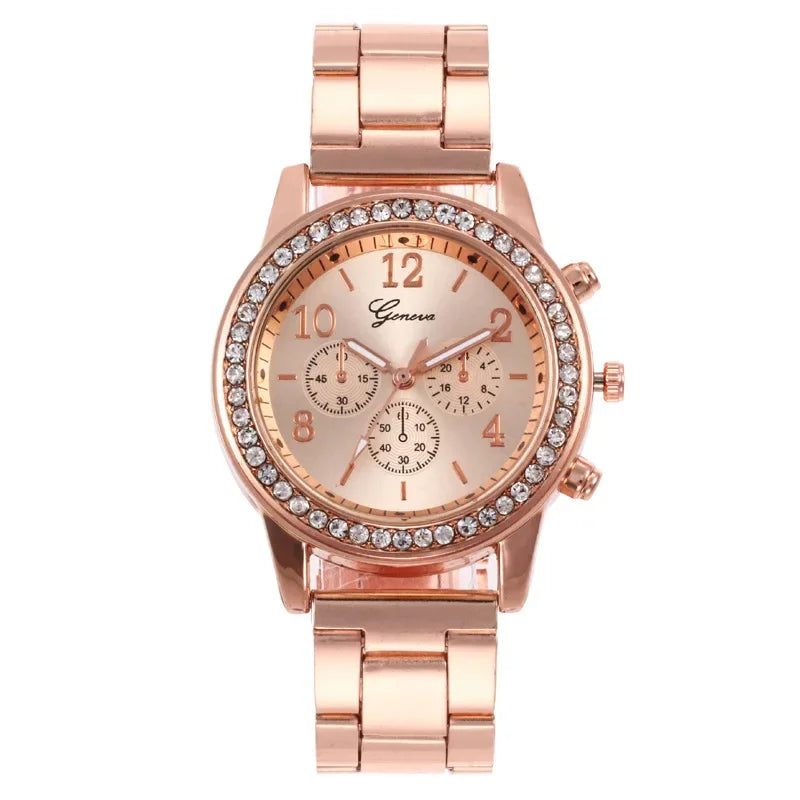 Luxury Diamond Rose Gold Women's Quartz Watch