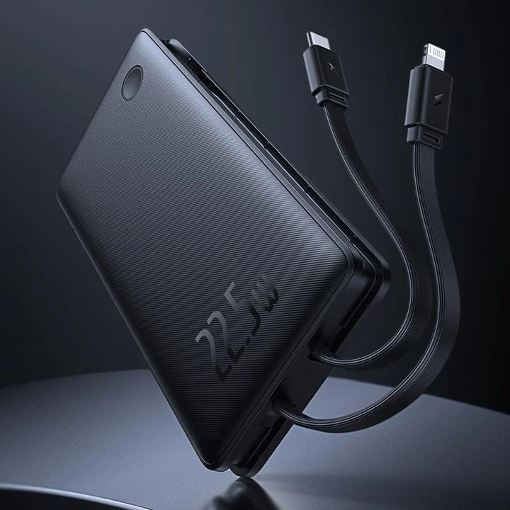 22.5W Fast Charging Power Bank 10000mAh with Built-In Cables