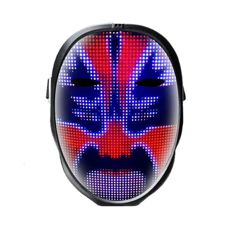 Bluetooth LED Halloween Mask - RGB Light Up Display with DIY Customization & Gesture Control