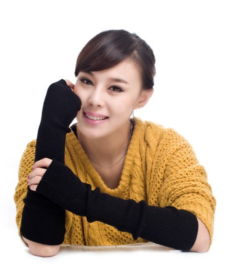 Women Autumn And Winter Long Thick Cashmere Arm Sleeves