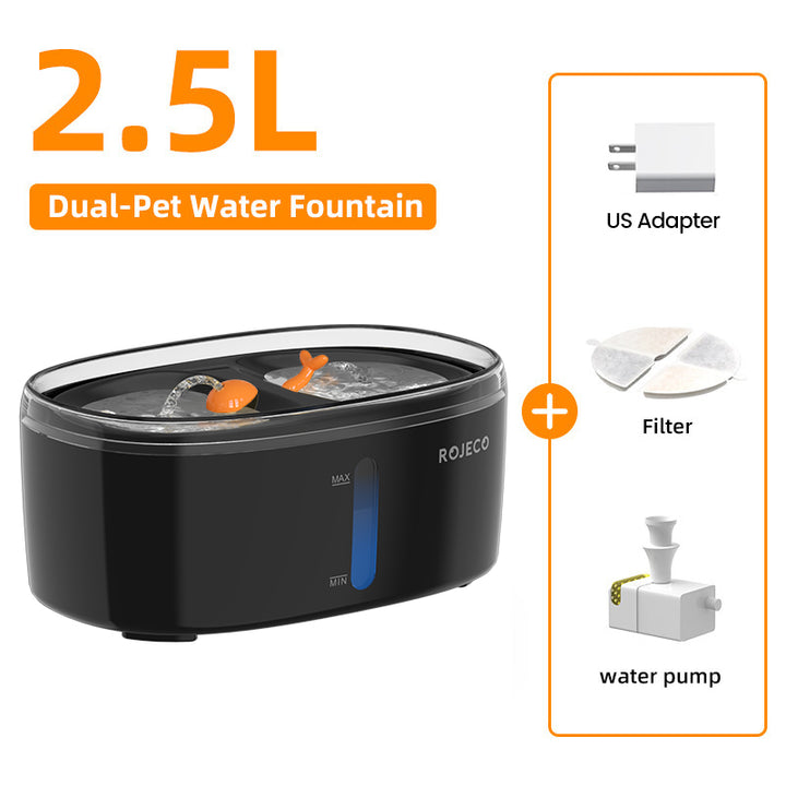 Automatic Pet Water Fountain with Double Bowl