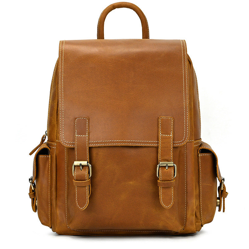 Crazy Horse Leather Backpack Men's Retro Outdoor Bag