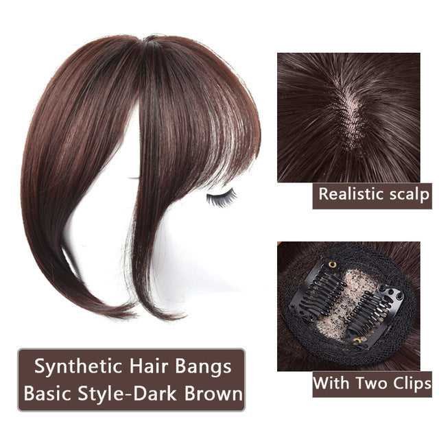 3d Bangs Straight Replacement Hair Covering Hairline Wig Set High-temperature Fiber