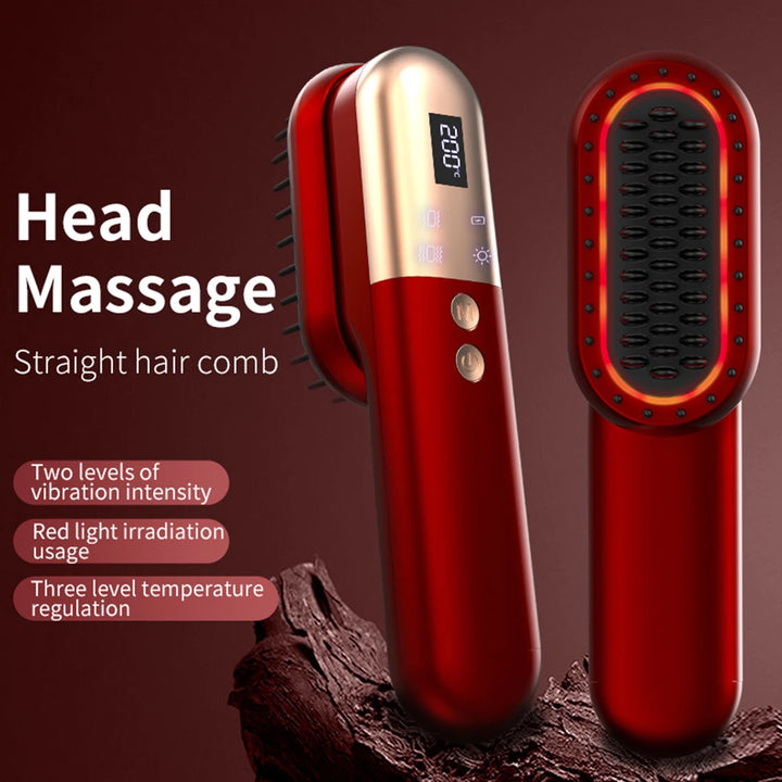 Wireless Hair Care Comb with Heating and Red Light Therapy for Scalp Massage