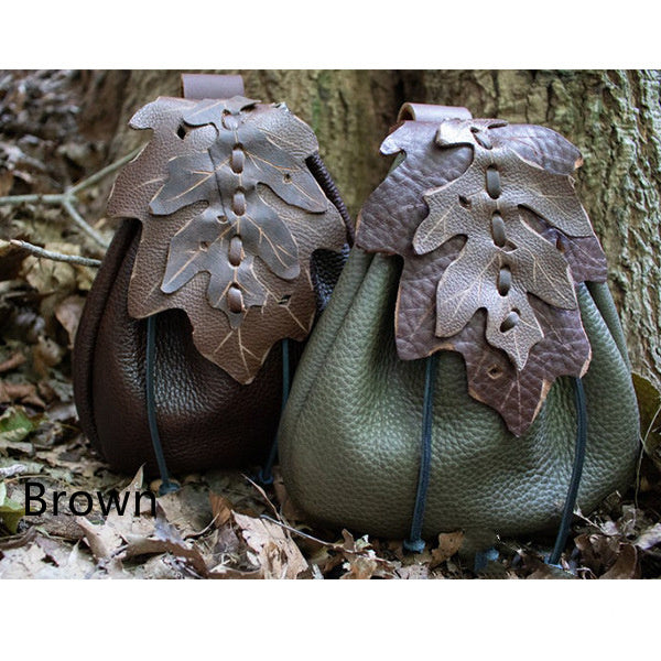 Faux Leather Medieval Leaf Pattern Belt Bag