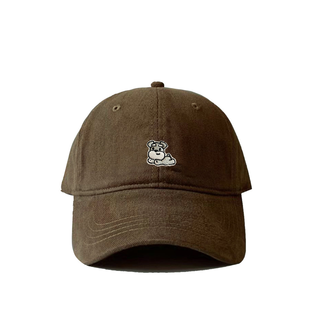 Brushed Pure Cotton Embroidery Schnauzer Puppy Baseball Cap