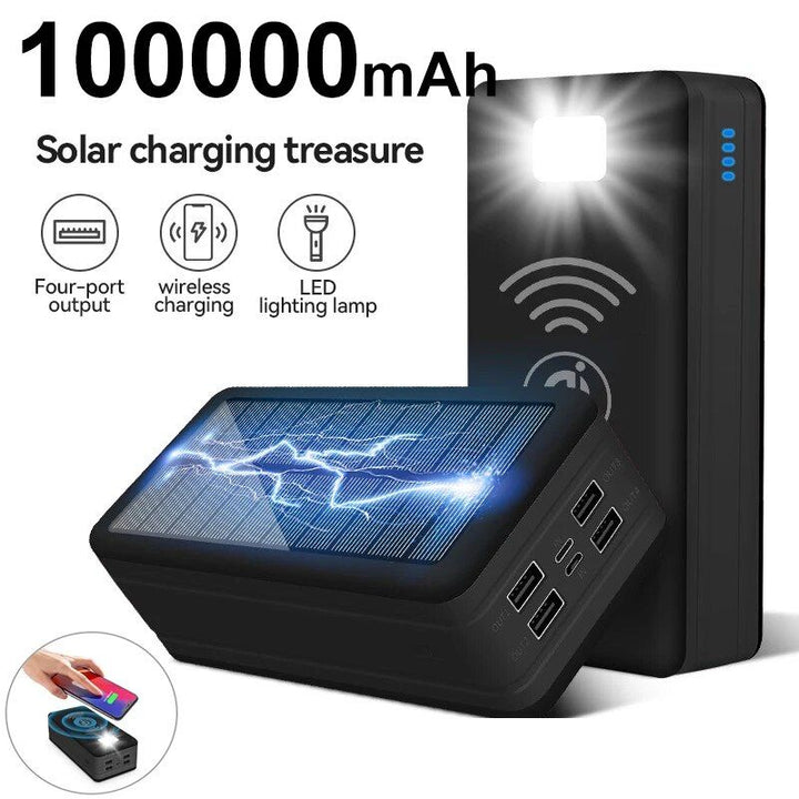 100000mAh Magnetic Wireless Solar Power Bank with Super Fast Charging & 4 USB Ports