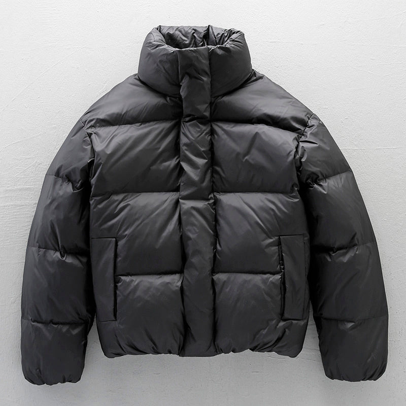 Black Stand-up Collar Down Jacket For Men