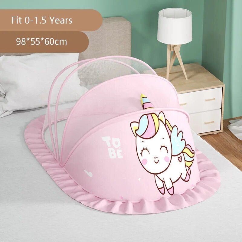 Foldable Baby Mosquito Net Canopy: Cartoon-Designed Protection for Infants