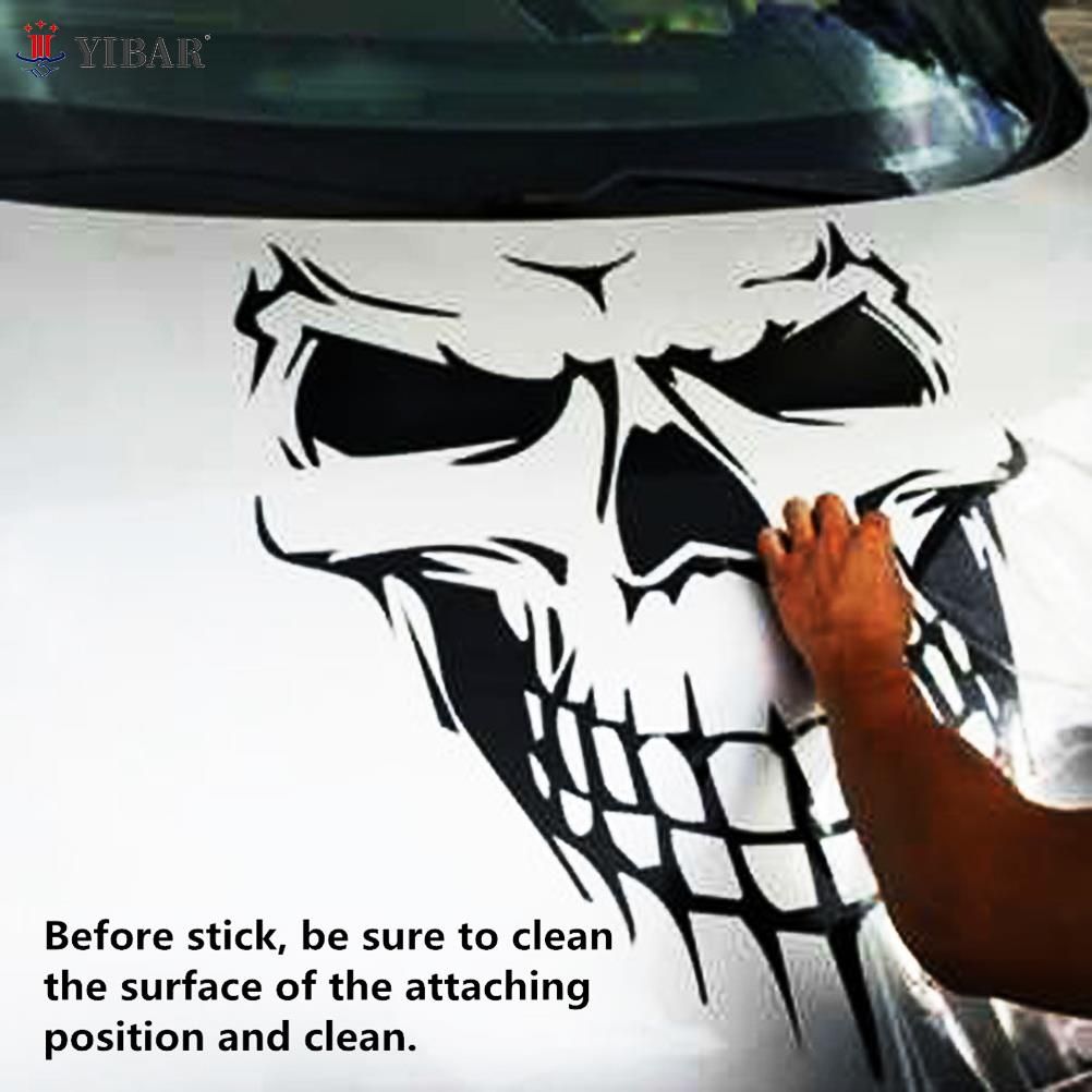 18" Matte Black Skull Hood Decal