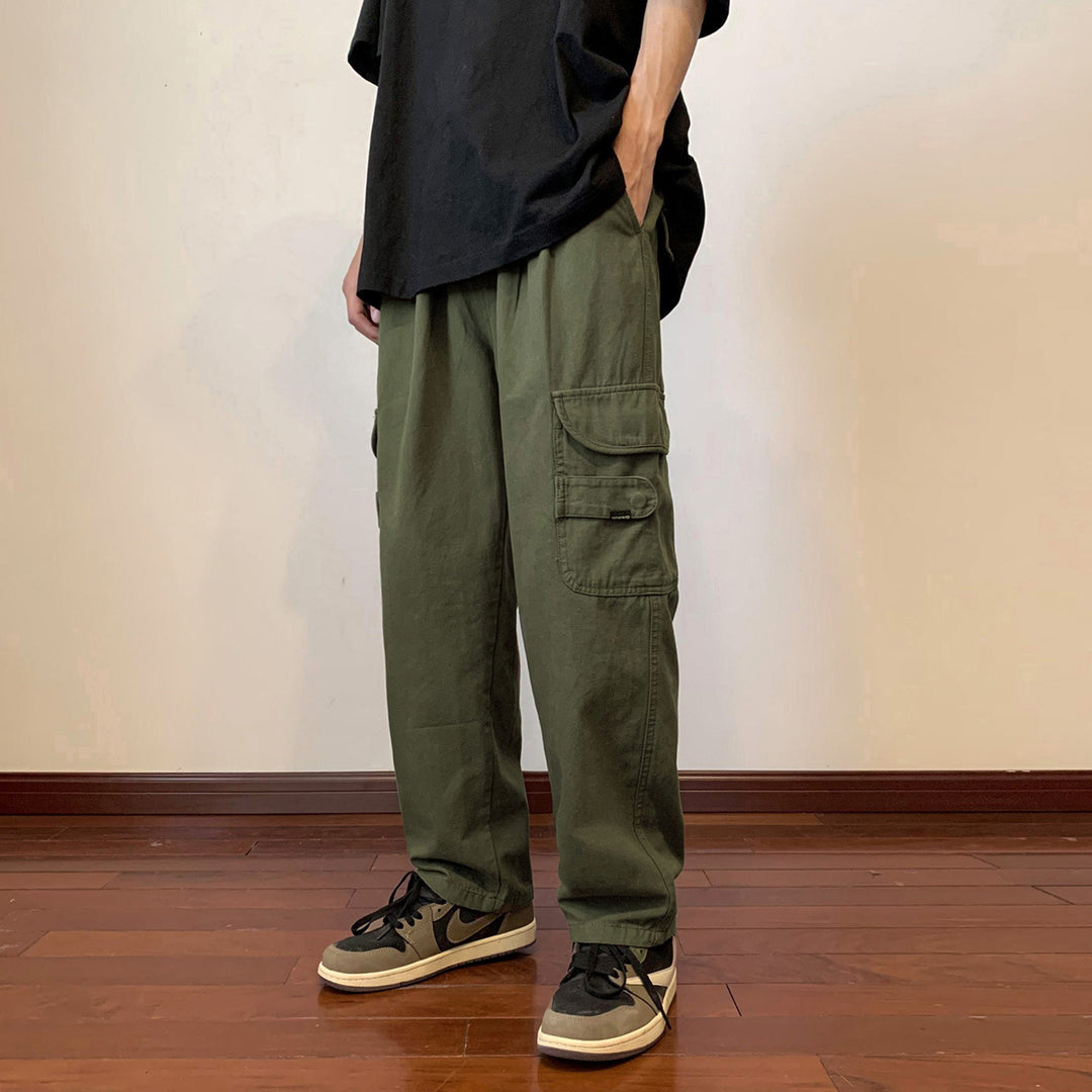 Army Green Overalls Men's Summer Thin Straight Japanese Pants