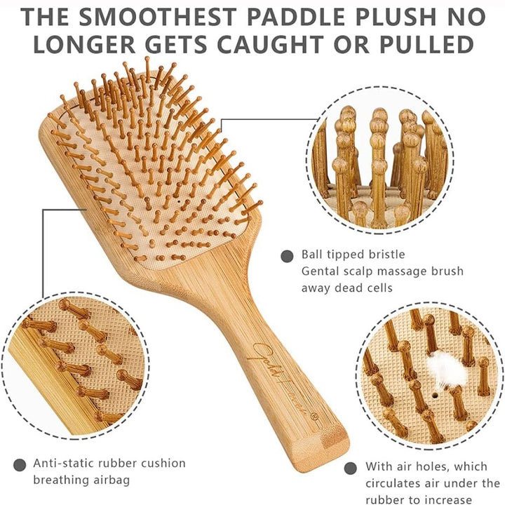 Wooden Bamboo Paddle Cushion Hair Brush