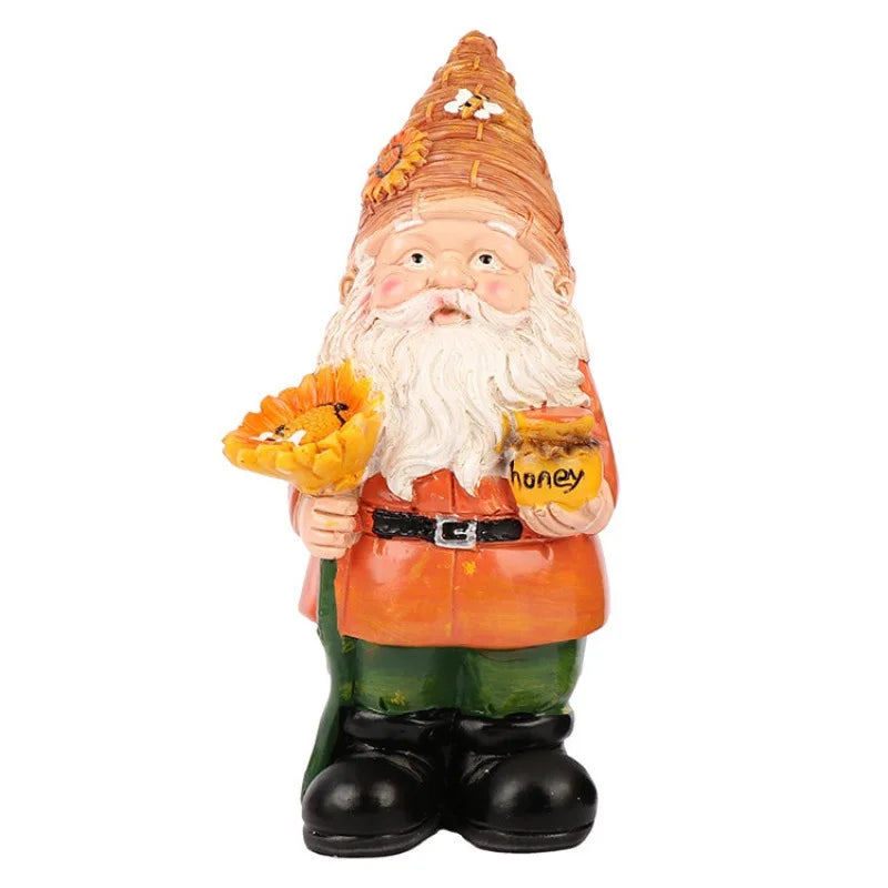 Charming Sunflower Gnome Resin Garden Statue - Beekeeper Decor