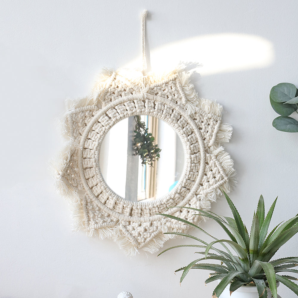 Handmade Macrame Mirror Wall Hanging - Boho Home Decor