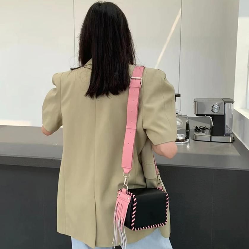 Luxury Woven Contrast Tassel Flap Messenger Handbag