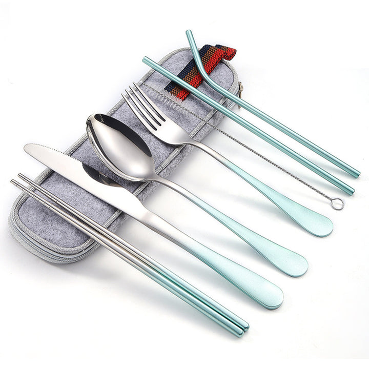 Stainless Steel Knife, Fork And Spoon Straw Set