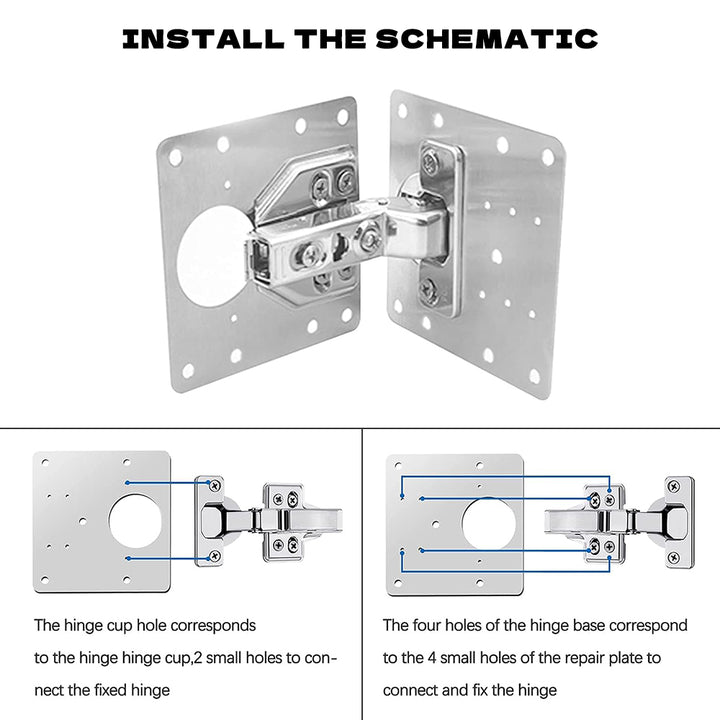 Universal Stainless Steel Hinge Repair Plate for Cabinet & Furniture