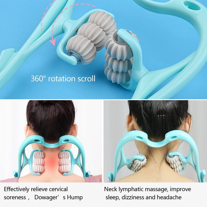 Handheld Neck Massager Roller with 6 Rotating Balls for Deep Tissue Relief