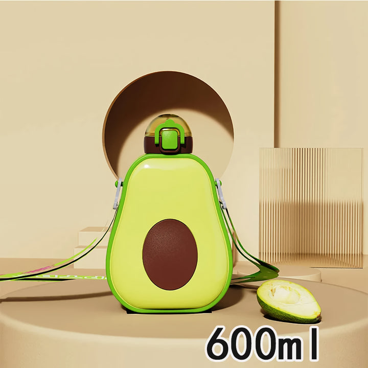 600ml Avocado Kids Water Bottle with Straw