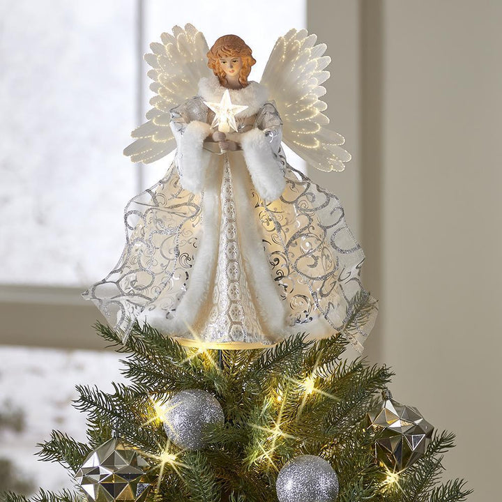 Christmas Tree Decoration Golden Angel Doll Tree Top Star LED Glow