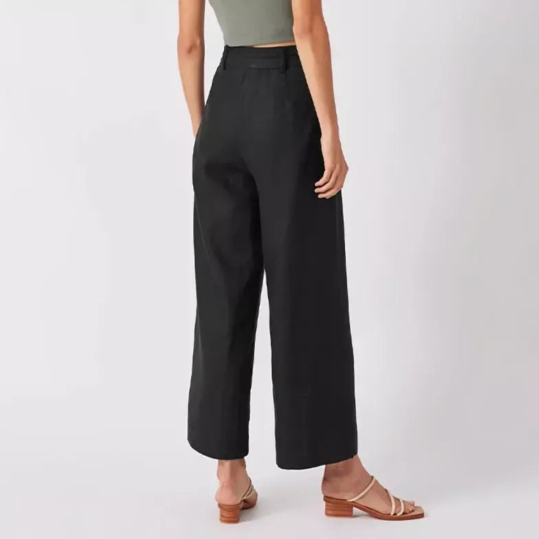 Elegant High-Waist Korean Style Office & Streetwear Linen Trousers