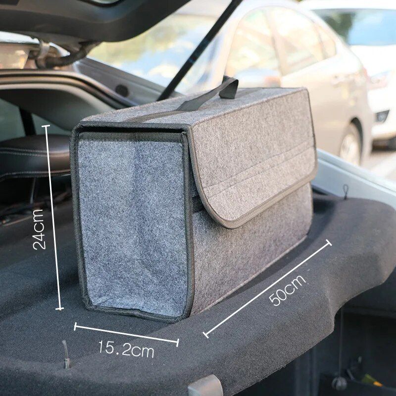 Compact Anti-Slip Car Trunk Organizer with Dual-Layer Elastic Net Storage