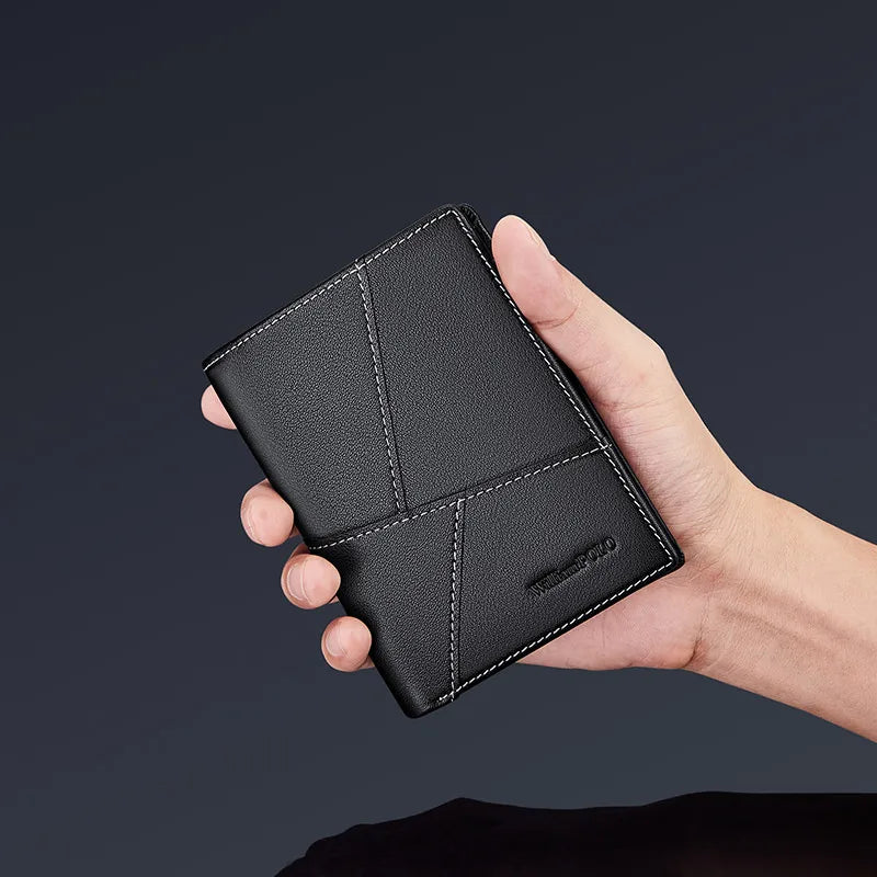 Men's Ultra-Thin Leather Wallet – Vertical Multi-Functional Card Holder