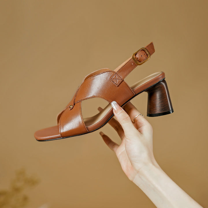 Elegant Leather High Heel Sandals for Women