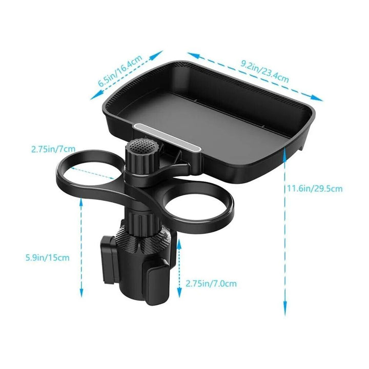 Rotatable Car Cup Holder Tray with Cell Phone Slot Multifunctional Car Organizer