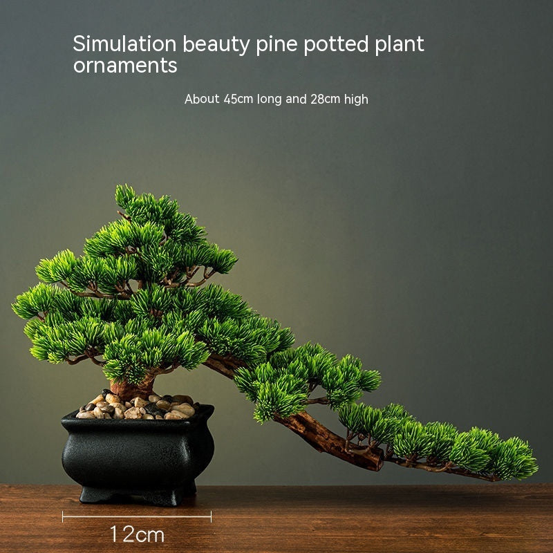 Green Plant Artificial Greeting Pine Rockery Bonsai Sprinkler Shop Living Room Entrance Home Office Decorations Landscape