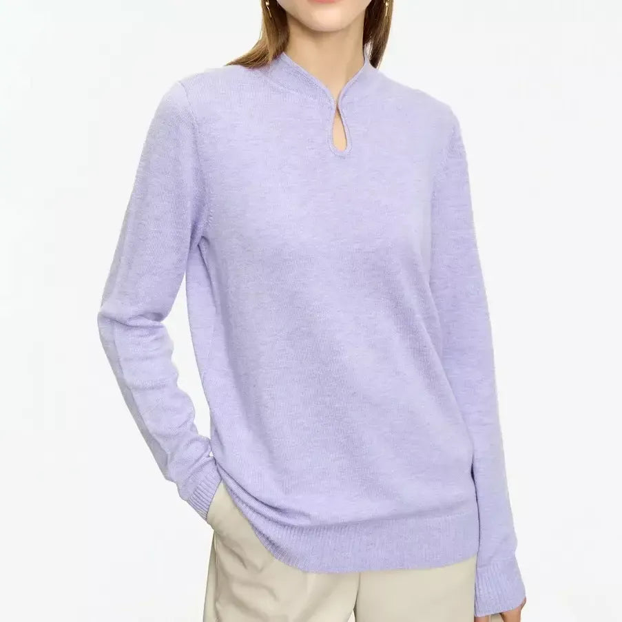 Minimalist U-Collar Long Sleeve Pullover