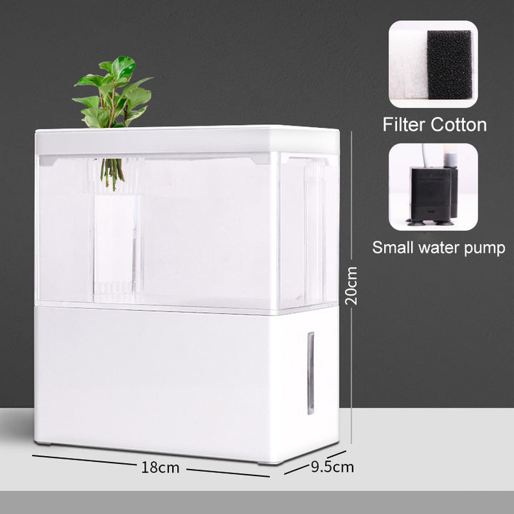 Compact Aquascape USB Fish Tank with Adjustable LED Lighting & Automatic Filtration