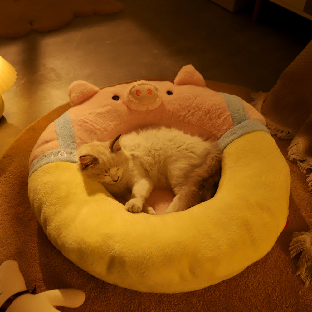 Pink Pig Shaped Cat Bed