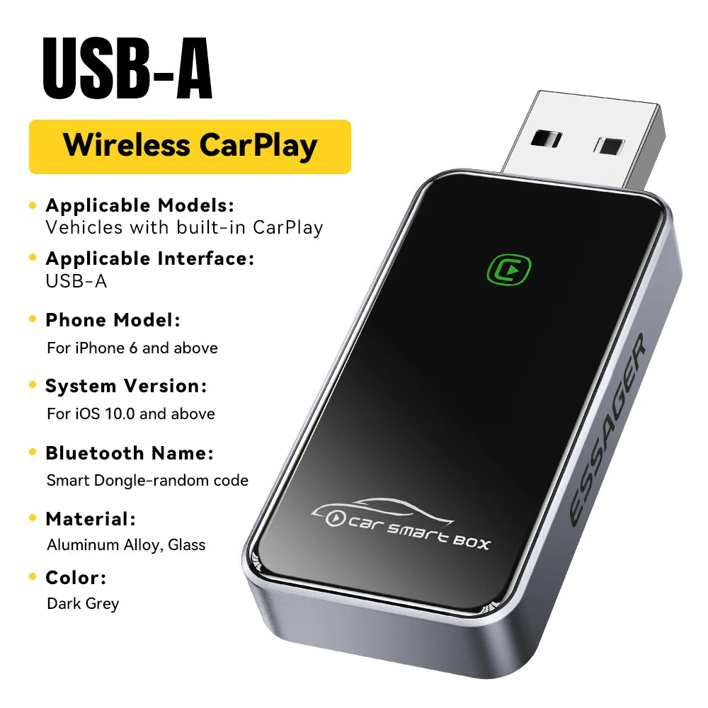 USB-A Wireless CarPlay Adapter for iPhone