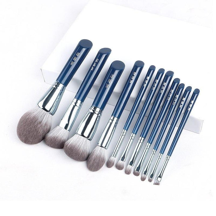 Sky Blue 11-Piece Ultra-Soft Synthetic Fiber Makeup Brush Set for Face & Eye