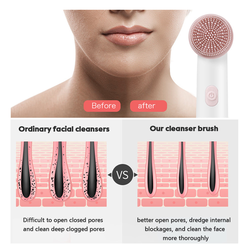 2-in-1 Waterproof Electric Face Cleansing Brush and Massager