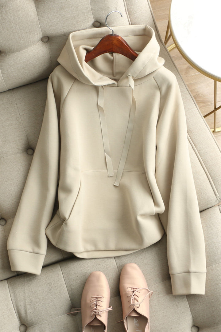 Women's Plain Hooded Drawstring Loose Sweater