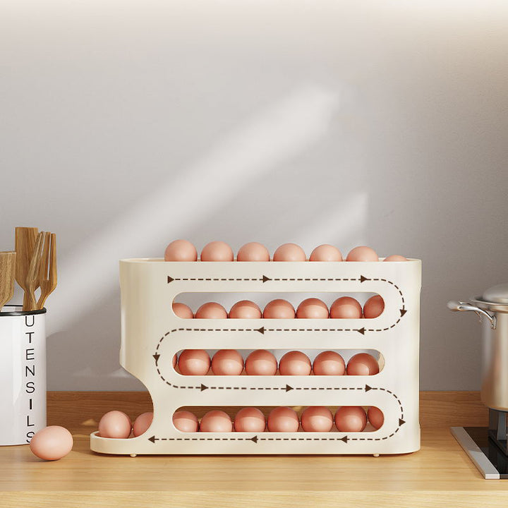 Egg Holder Organizer with Sliding Rail Shelf