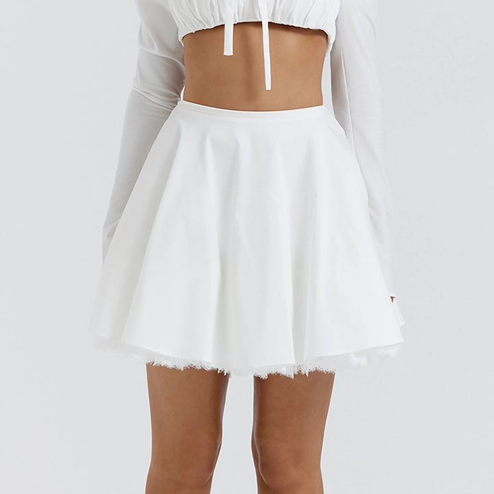 Elegant Lace A-Line Skirt | High-Waist, Vintage-Inspired White Summer Skirt