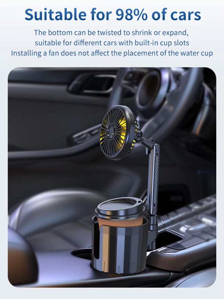 2-in-1 Car Cup Holder Fan with Adjustable Cooling and USB Charging