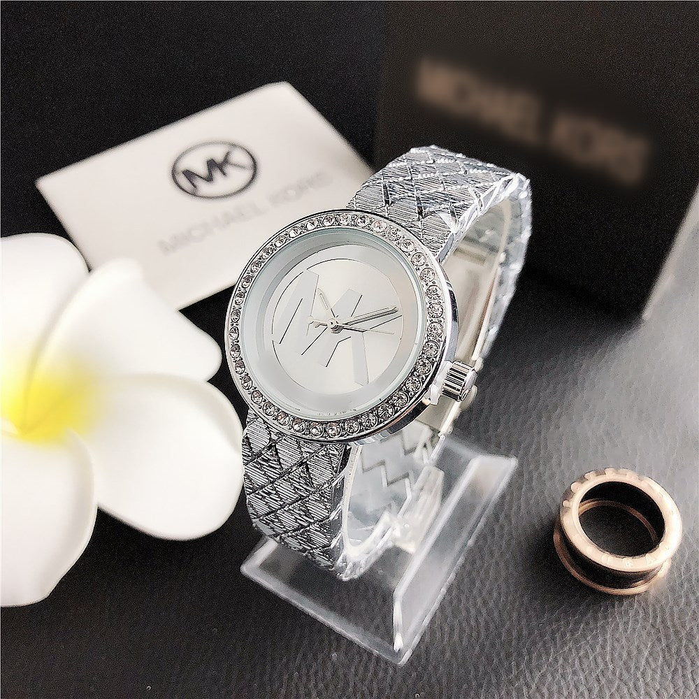 Quartz Watch Simple Fashion Diamond Steel Band Female Watch